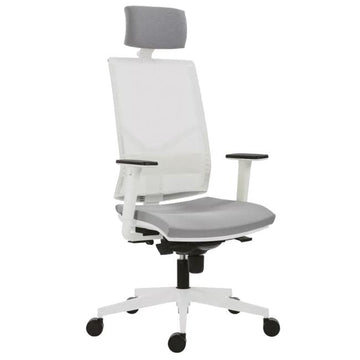 Kancelárska stolička Omnia White, PDH+ podrúčky, svetlo sivá
