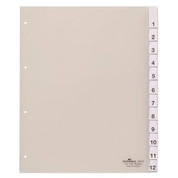 Plastový rozraďovač DURABLE s výmennými indexami 1-12 maxi