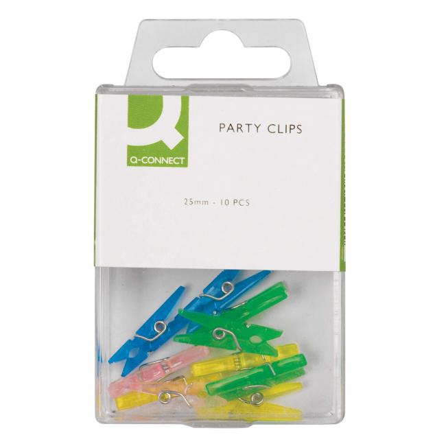 Štipce Q-Connect 25mm mixe farieb 20ks