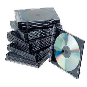 Obal Slim na CD/DVD Q-CONNECT z plastu čierny/priehľadný, 25ks