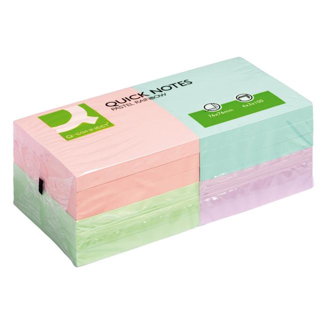 Bločky Q-CONNECT pastelové 76x76mm 12x100 l