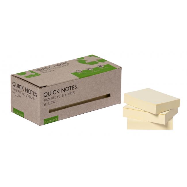 Bločky Q-Connect recyklované 38x51 žlté 12ks