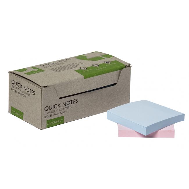 Bločky Q-Connect recyklované 76x76 dúhové 12ks
