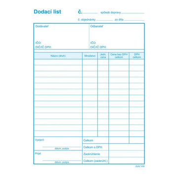 Dodací list A5 s DPH samoprepis