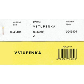 Vstupenka číslovaná 3-dielna 100 lístkov